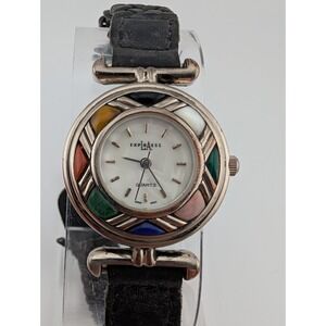 LA Express Watch Women Multicolor Bezel Black‎ Braided Leather Band- New Battery